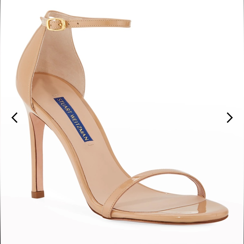 Stuart Weitzman | Nudistsong Patent Ankle-Wrap High-Heel Sandals